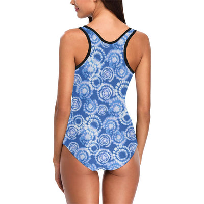 Tie Dye Blue Design Print One Piece Swimsuit-JTAMIGO.COM