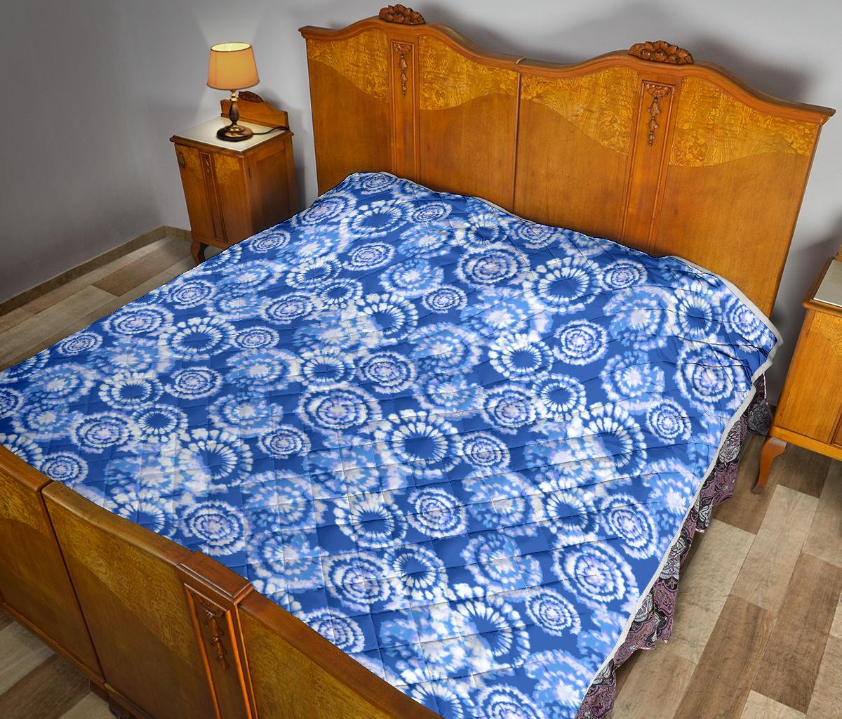 Tie Dye Blue Design Print Premium Quilt-JTAMIGO.COM