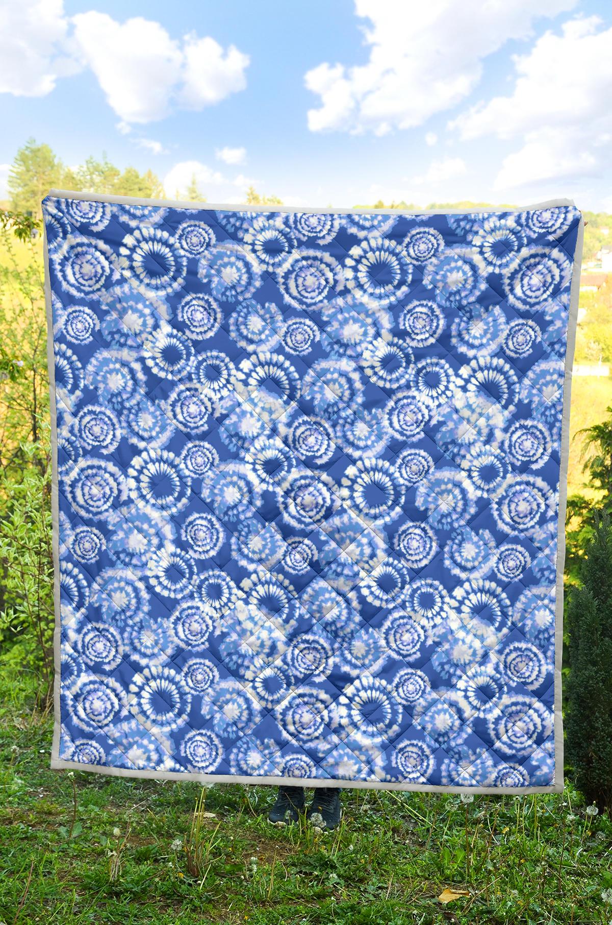 Tie Dye Blue Design Print Premium Quilt-JTAMIGO.COM