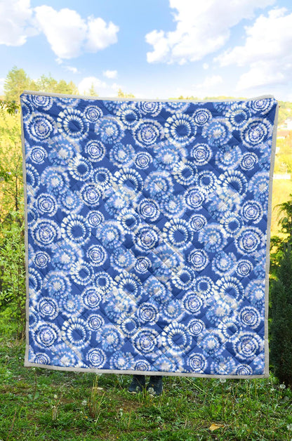 Tie Dye Blue Design Print Premium Quilt-JTAMIGO.COM
