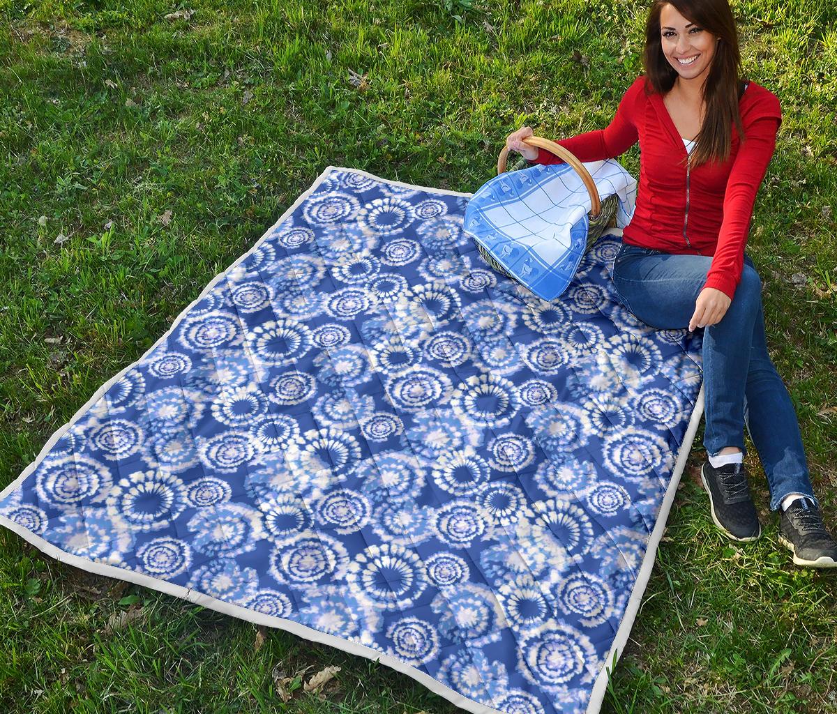 Tie Dye Blue Design Print Premium Quilt-JTAMIGO.COM