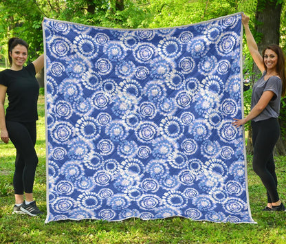Tie Dye Blue Design Print Premium Quilt-JTAMIGO.COM