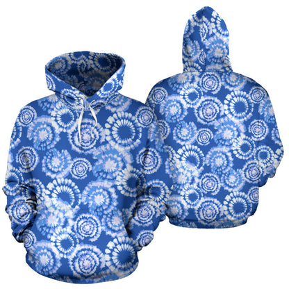 Tie Dye Blue Design Print Pullover Hoodie
