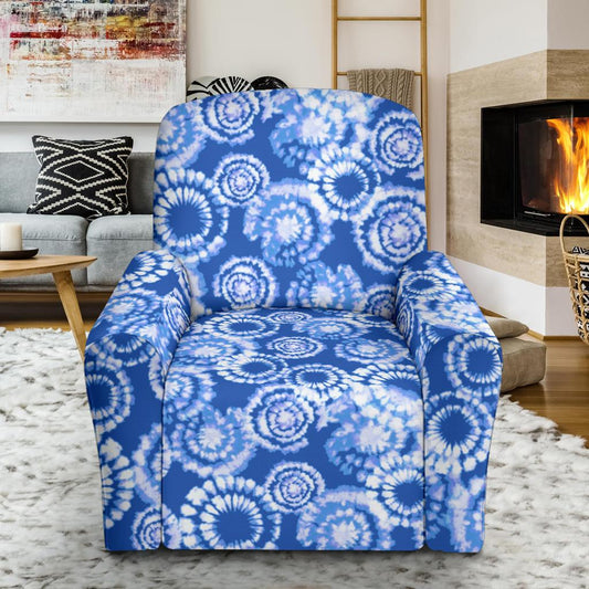 Tie Dye Blue Design Print Single Sofa Slipcover -JTAMIGO.COM