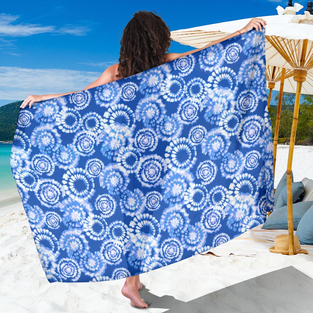 Tie Dye Blue Design Print Sarong Pareo Wrap