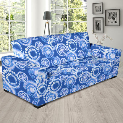 Tie Dye Blue Design Print Sofa Slipcover-JTAMIGO.COM