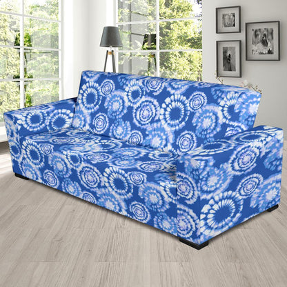 Tie Dye Blue Design Print Sofa Slipcover-JTAMIGO.COM