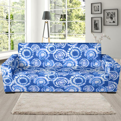 Tie Dye Blue Design Print Sofa Slipcover-JTAMIGO.COM