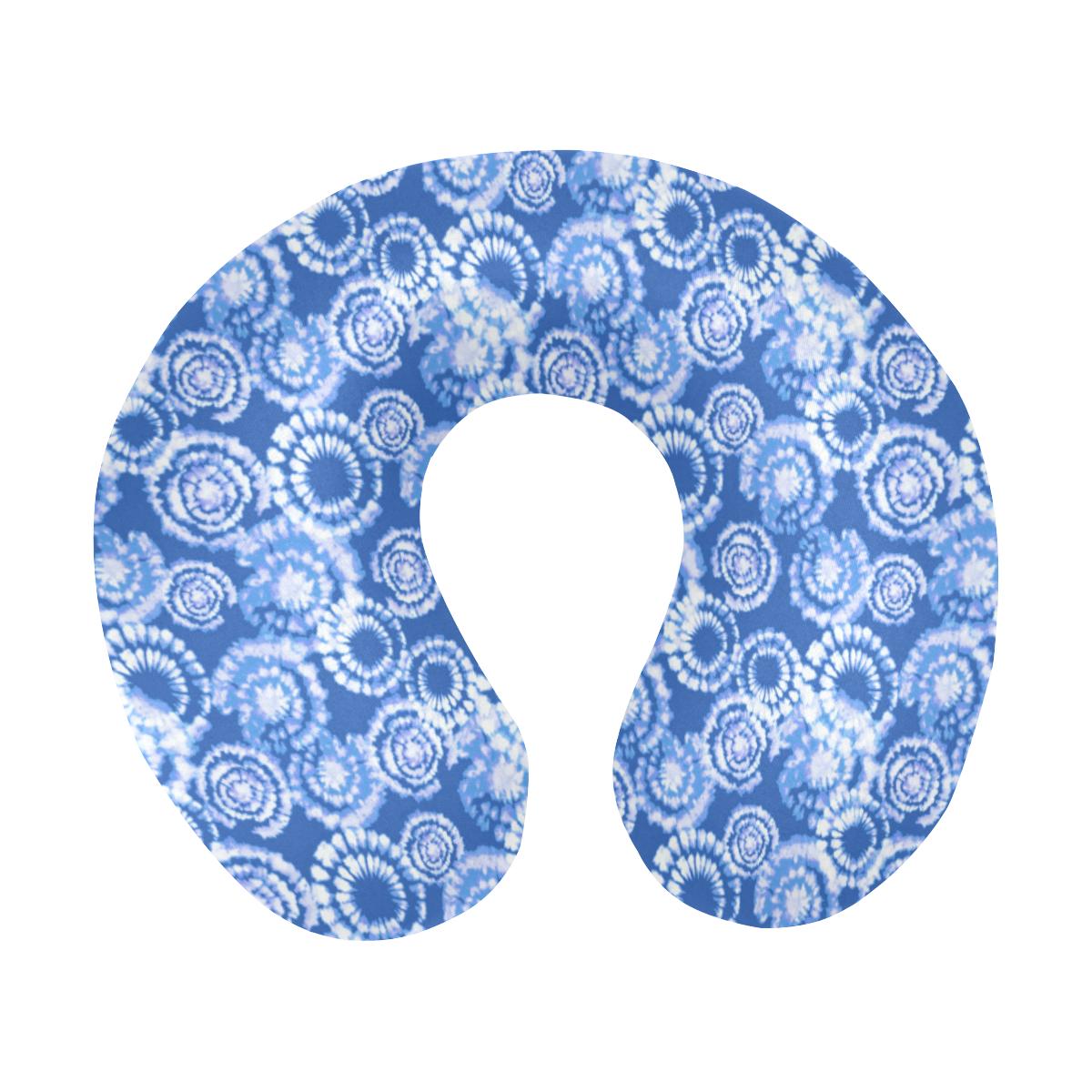 Tie Dye Blue Design Print U-Shaped Travel Neck Pillow-JTAMIGO.COM