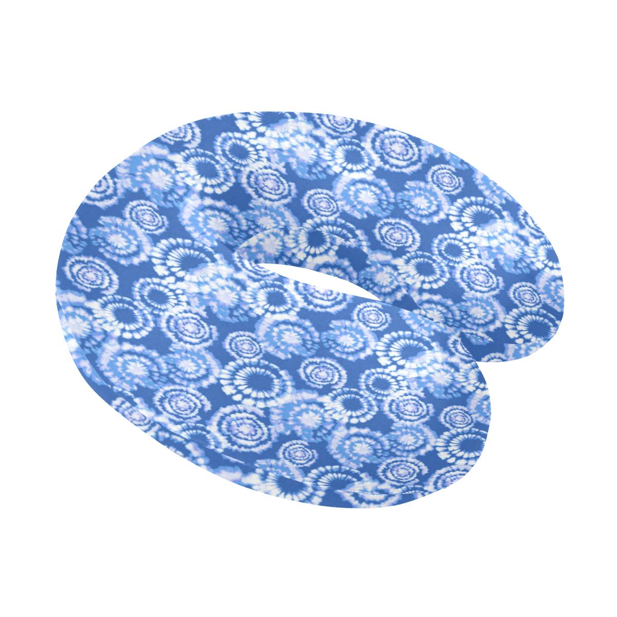 Tie Dye Blue Design Print U-Shaped Travel Neck Pillow-JTAMIGO.COM