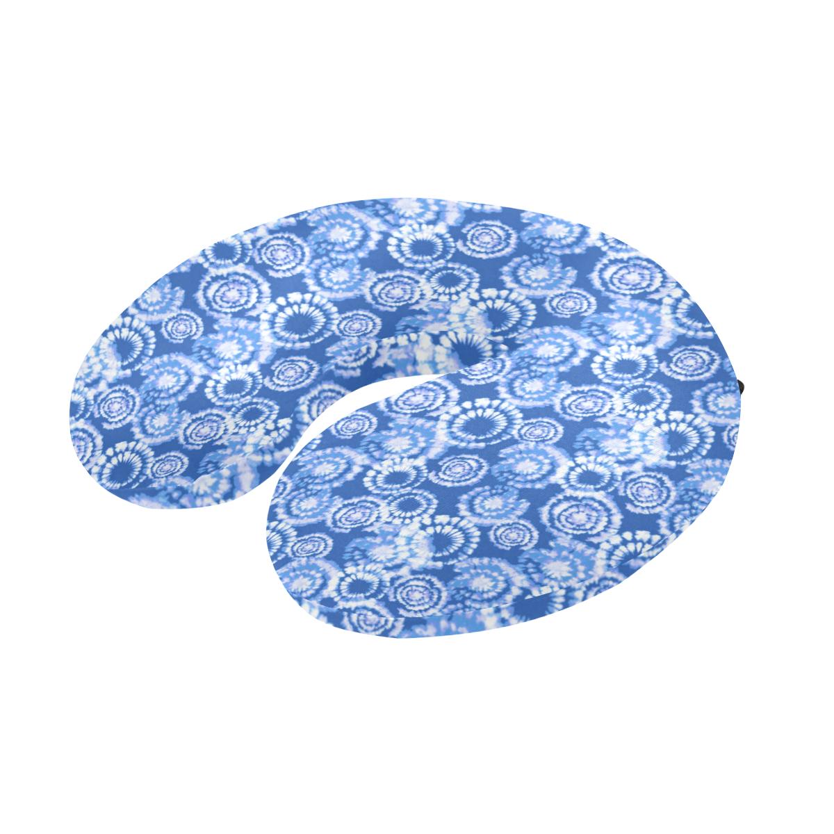Tie Dye Blue Design Print U-Shaped Travel Neck Pillow-JTAMIGO.COM