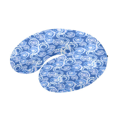 Tie Dye Blue Design Print U-Shaped Travel Neck Pillow-JTAMIGO.COM