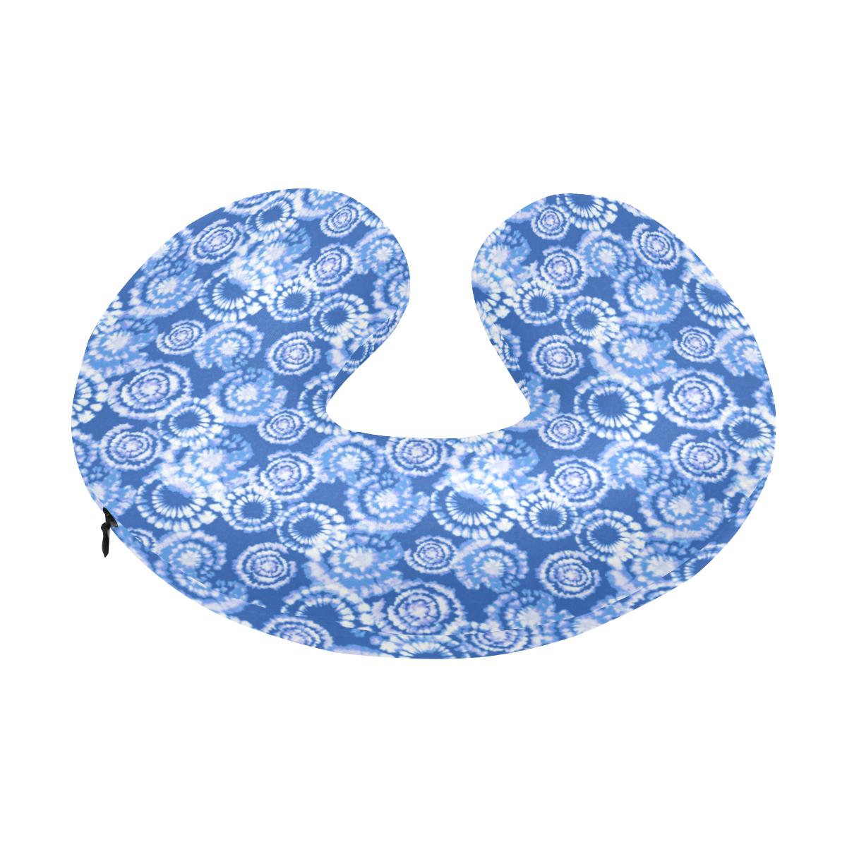 Tie Dye Blue Design Print U-Shaped Travel Neck Pillow-JTAMIGO.COM