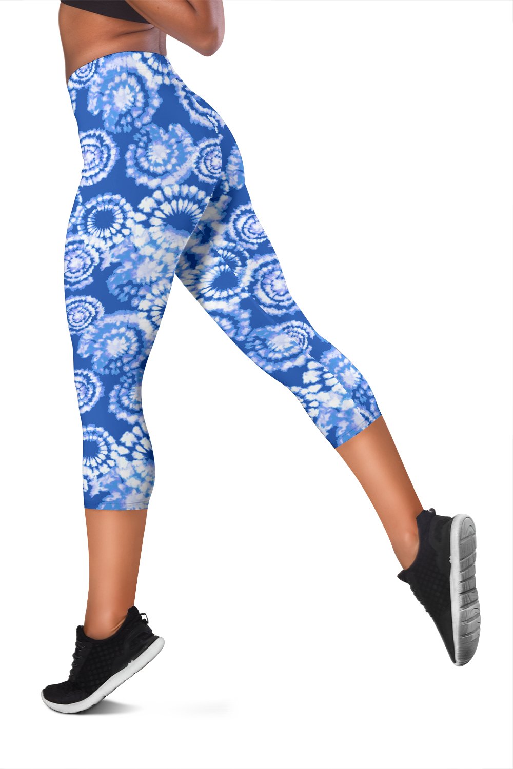 Tie Dye Blue Design Print Women Capris