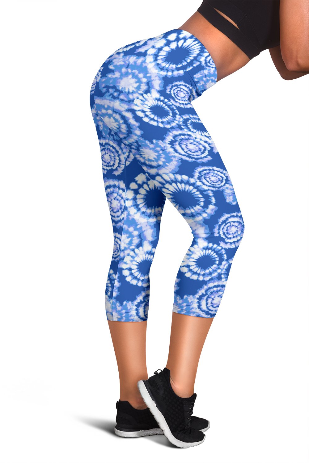 Tie Dye Blue Design Print Women Capris