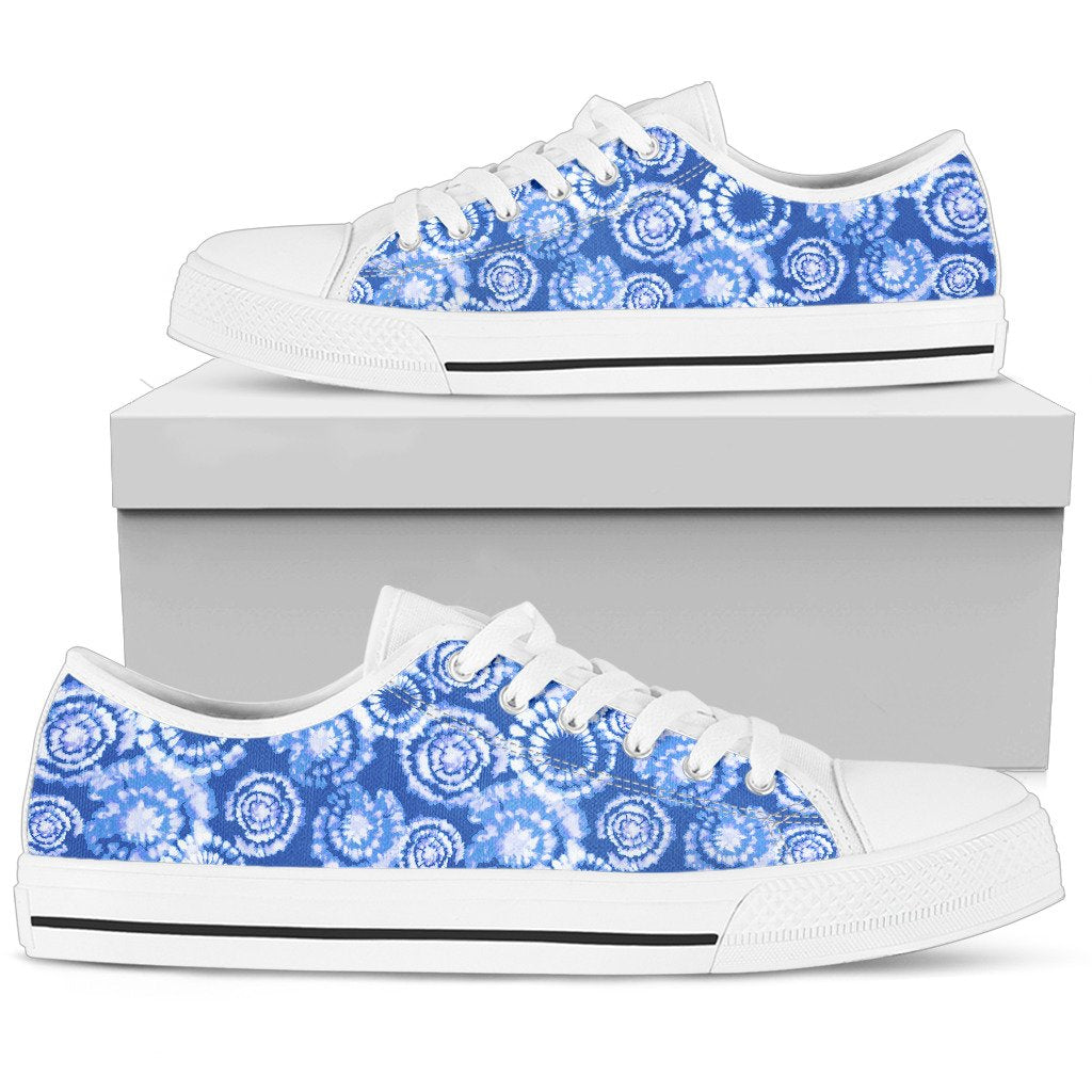 Tie Dye Blue Design Print Women Low Top Shoes-JTAMIGO.COM