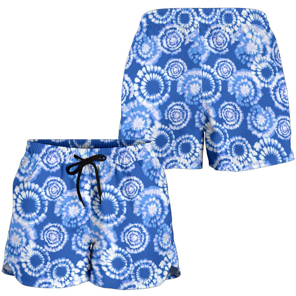 Tie Dye Blue Design Print Women Shorts-JTAMIGO.COM
