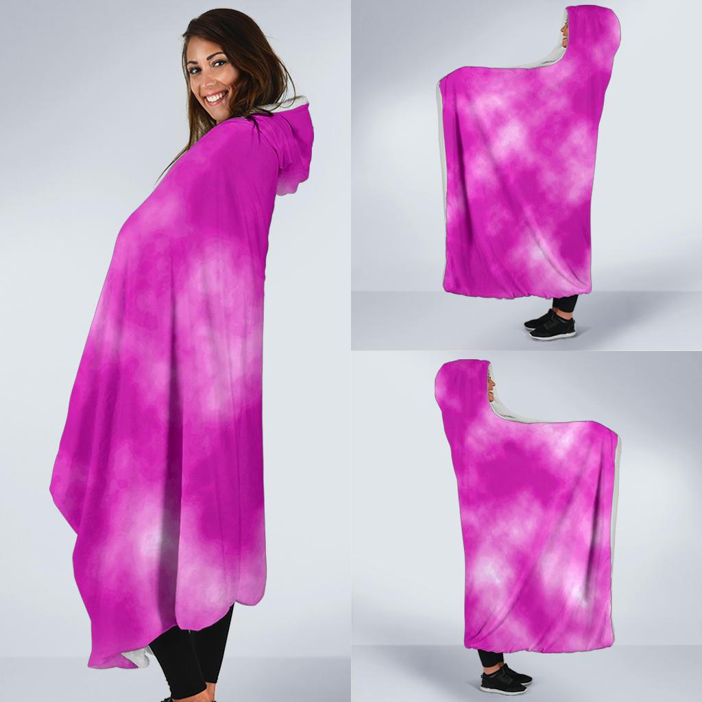 Tie Dye Pink Design Print Hooded Blanket-JTAMIGO.COM