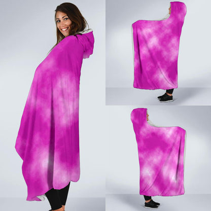 Tie Dye Pink Design Print Hooded Blanket-JTAMIGO.COM