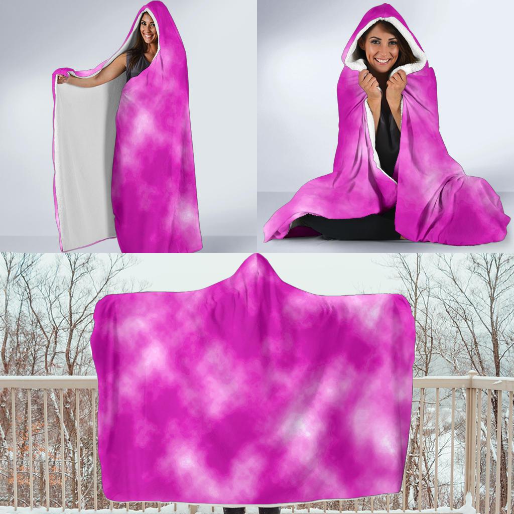 Tie Dye Pink Design Print Hooded Blanket-JTAMIGO.COM