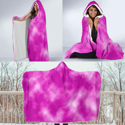 Tie Dye Pink Design Print Hooded Blanket-JTAMIGO.COM