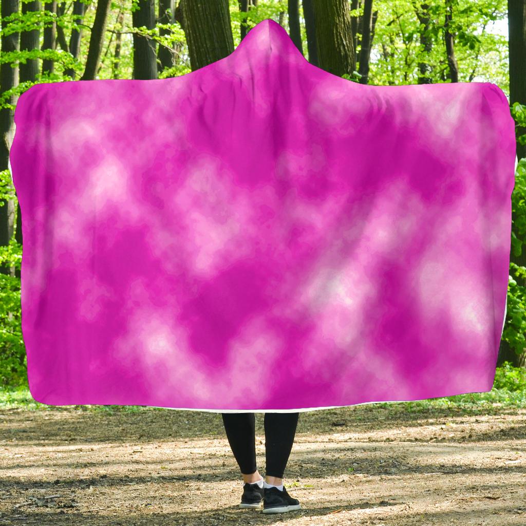Tie Dye Pink Design Print Hooded Blanket-JTAMIGO.COM