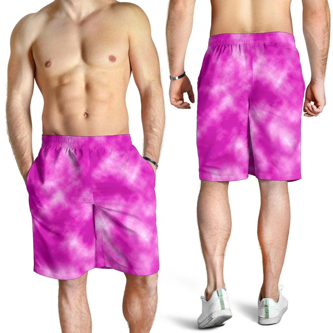 Tie Dye Pink Design Print Mens Shorts-JTAMIGO.COM