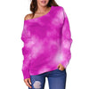 Tie Dye Pink Design Print Off Shoulder Sweatshirt