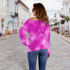 Tie Dye Pink Design Print Off Shoulder Sweatshirt