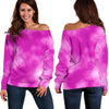 Tie Dye Pink Design Print Off Shoulder Sweatshirt