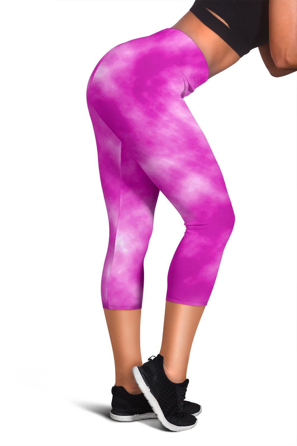 Tie Dye Pink Design Print Women Capris