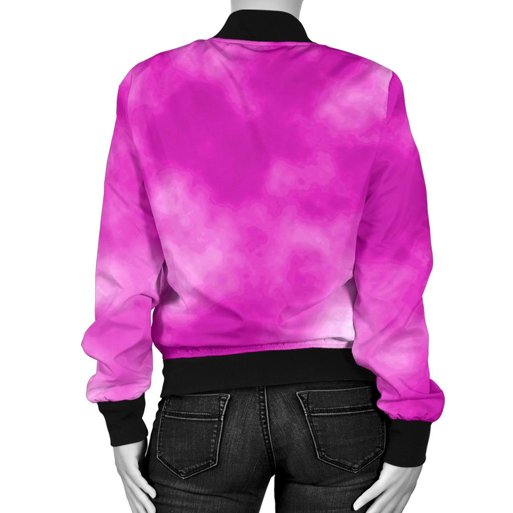 Tie Dye Pink Design Print Women Casual Bomber Jacket