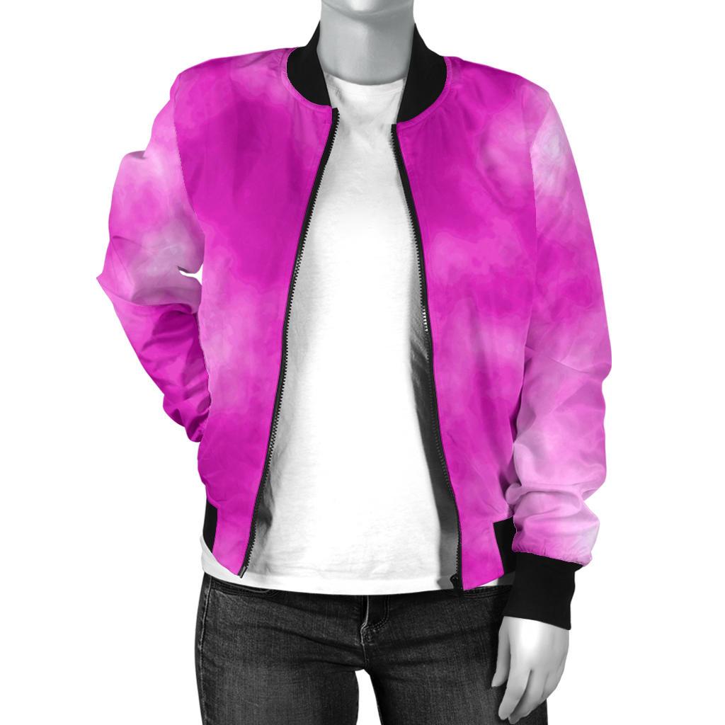 Tie Dye Pink Design Print Women Casual Bomber Jacket