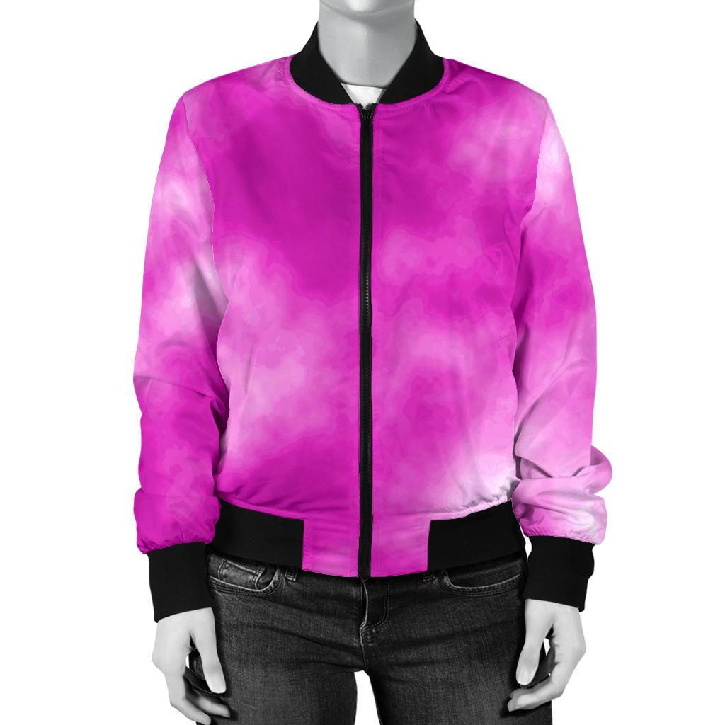 Tie Dye Pink Design Print Women Casual Bomber Jacket