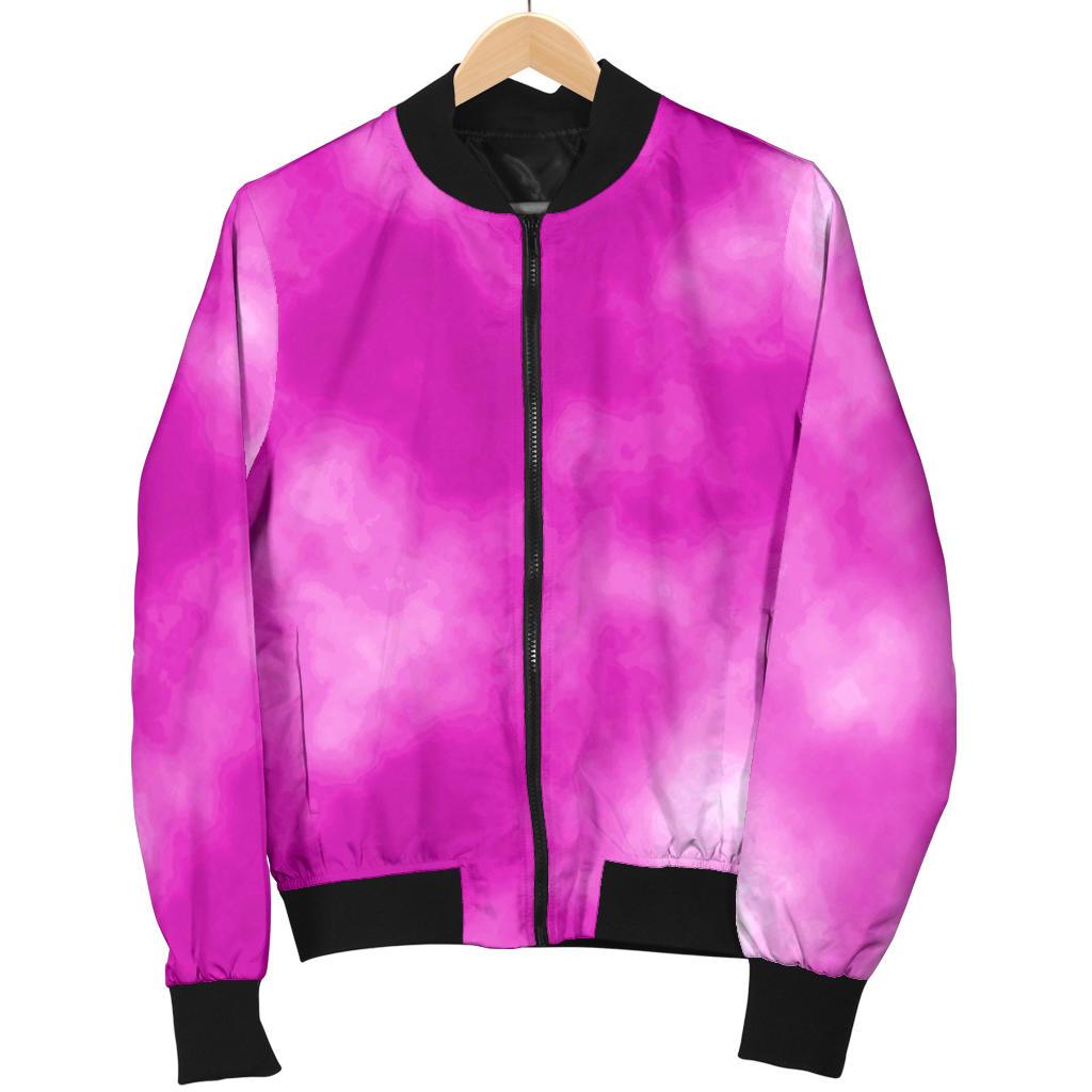 Tie Dye Pink Design Print Women Casual Bomber Jacket