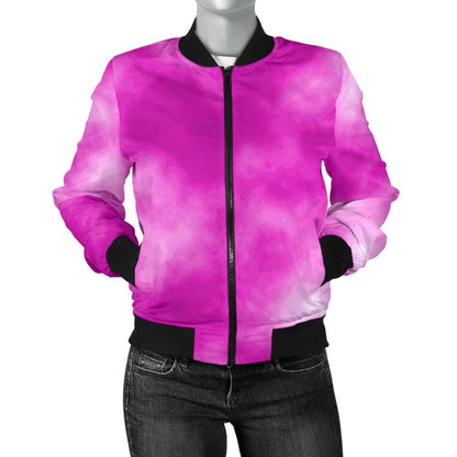 Tie Dye Pink Design Print Women Casual Bomber Jacket