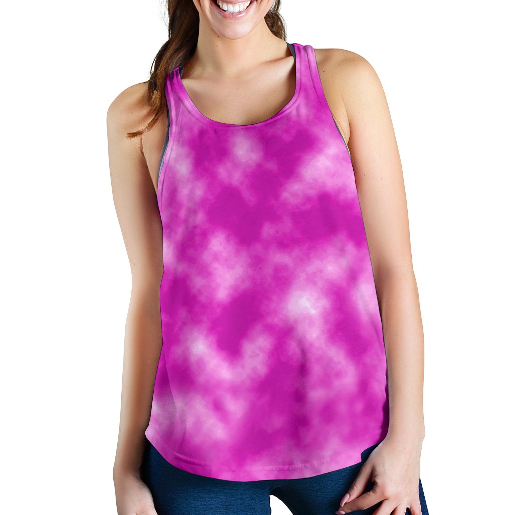 Tie Dye Pink Design Print Women Racerback Tank Top