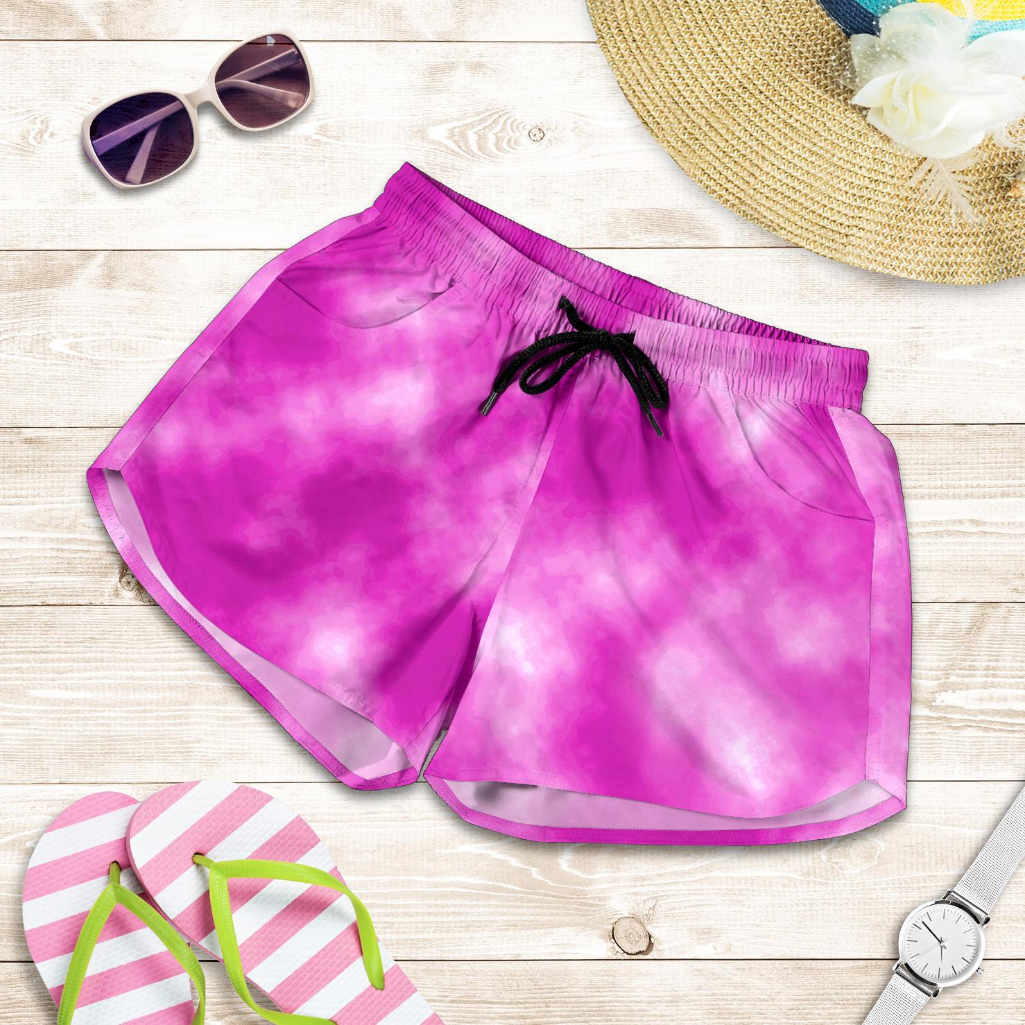 Tie Dye Pink Design Print Women Shorts-JTAMIGO.COM