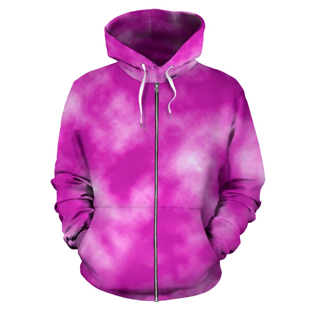 Tie Dye Pink Design Print Zip Up Hoodie