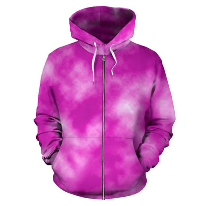 Tie Dye Pink Design Print Zip Up Hoodie