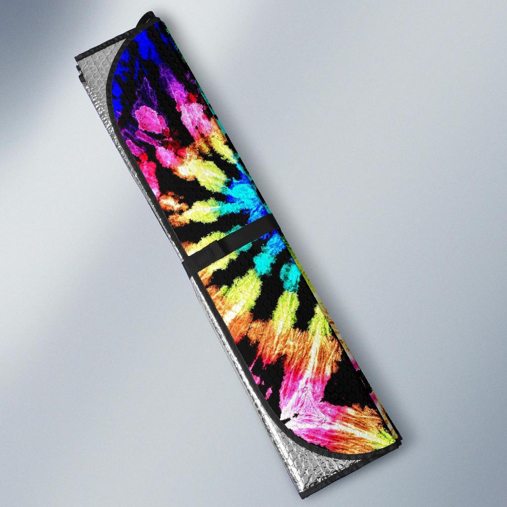 Tie Dye Rainbow Design Print Car Sun Shade For Windshield