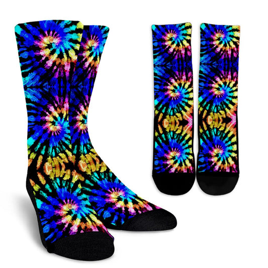 Tie Dye Rainbow Design Print Crew Socks