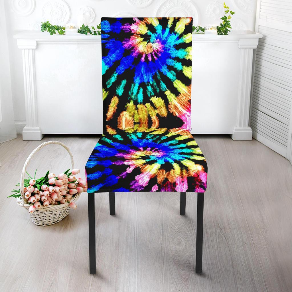 Tie Dye Rainbow Design Print Dining Chair Slipcover-JTAMIGO.COM