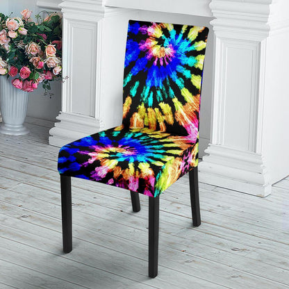 Tie Dye Rainbow Design Print Dining Chair Slipcover-JTAMIGO.COM