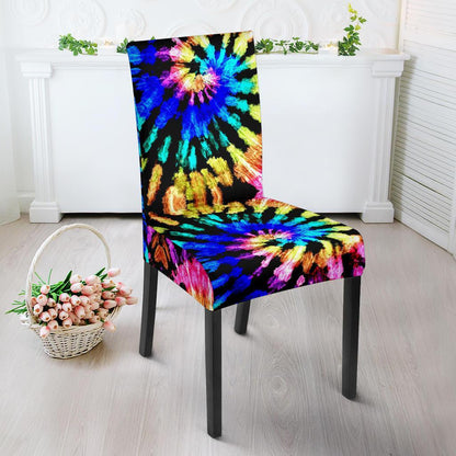 Tie Dye Rainbow Design Print Dining Chair Slipcover-JTAMIGO.COM