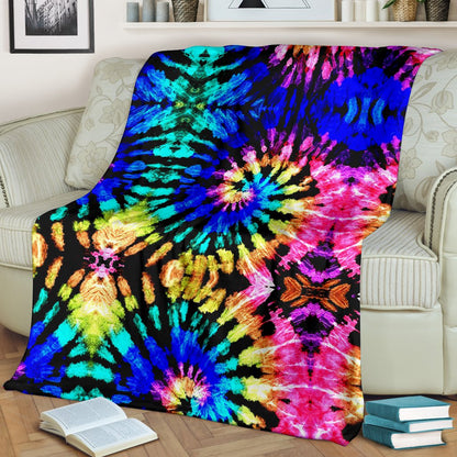 Tie Dye Rainbow Design Print Fleece Blanket