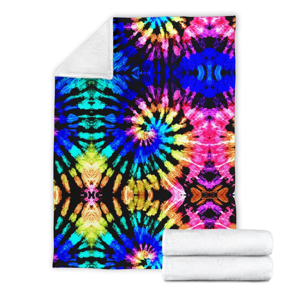 Tie Dye Rainbow Design Print Fleece Blanket