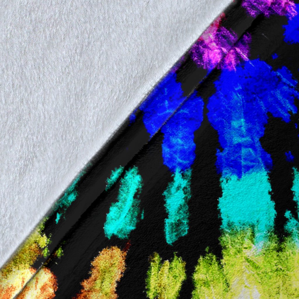 Tie Dye Rainbow Design Print Fleece Blanket