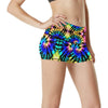 Tie Dye Rainbow Design Print High Waisted Spandex Shorts-JTAMIGO.COM