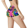 Tie Dye Rainbow Design Print High Waisted Spandex Shorts-JTAMIGO.COM